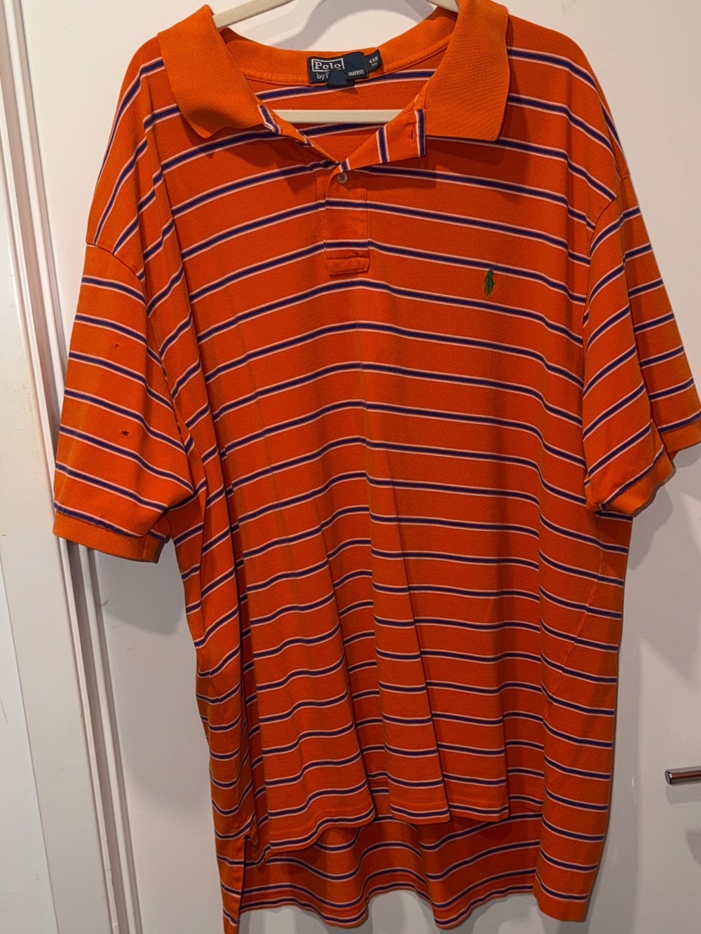 Ralph Lauren Orange Polo with Navy & White Stripes